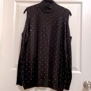 Thalia Sodi cold shoulder mock neck embellished sweater